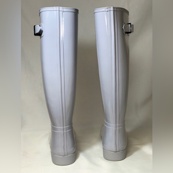 NWT Hunter Rain Boots Women 9 Gray Tall Gloss Rain Boots Galoshes Wellies Winter - Picture 3 of 14